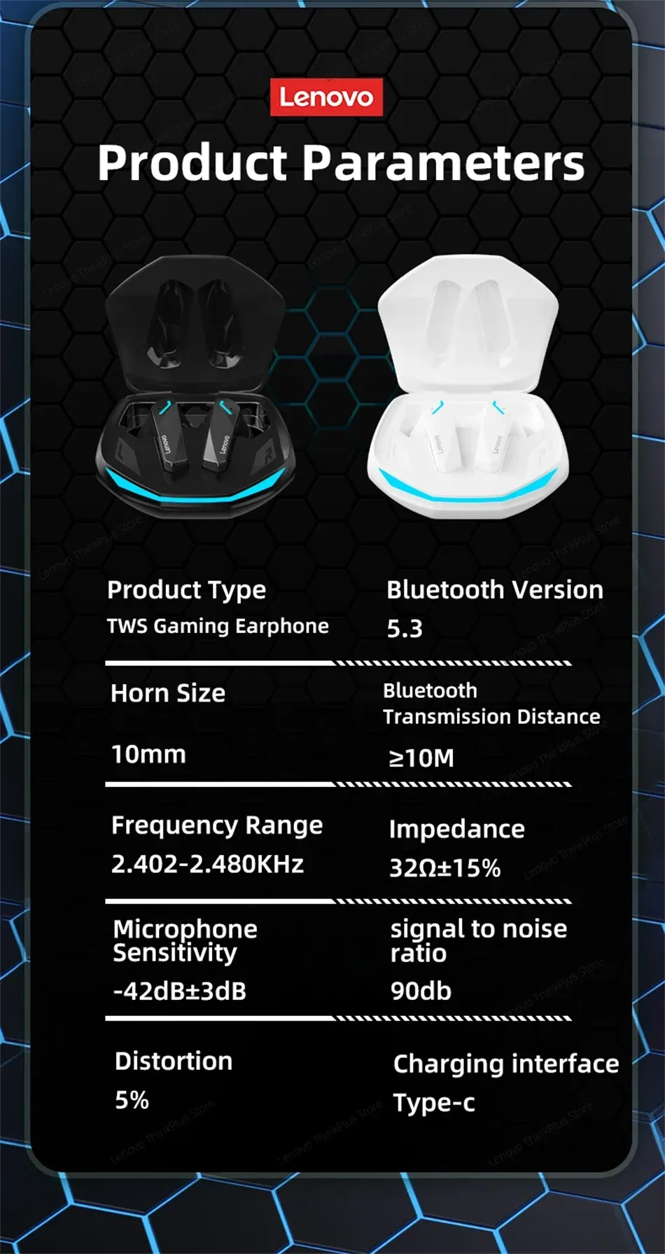 Lenovo GM2 Pro Wireless Bluetooth 5.3 Earphones, Gaming Low Latency Dual Mode Music Earbuds with Mic, Sports In-Ear Headset for Mobile Phones showcase 14