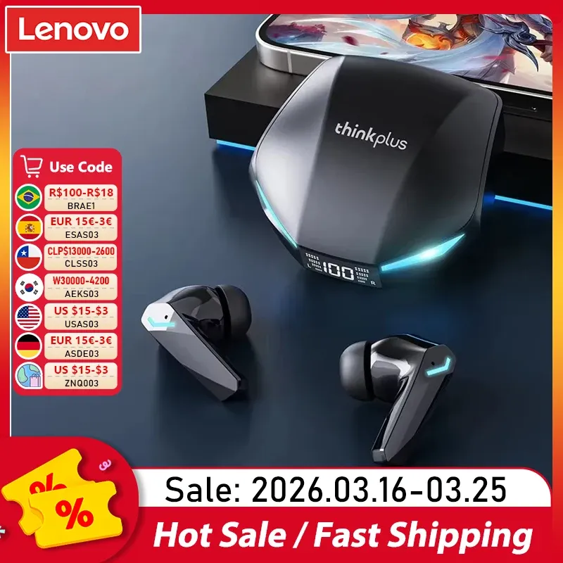 Lenovo XT53 Wireless Bluetooth 5.4 Earphones with LED Display, IPX4 Waterproof, Low Latency Gaming Mode, 26H Battery Life, Immersive 3D Stereo Sound for Mobile Gamers & Music Lovers thumbnail 1
