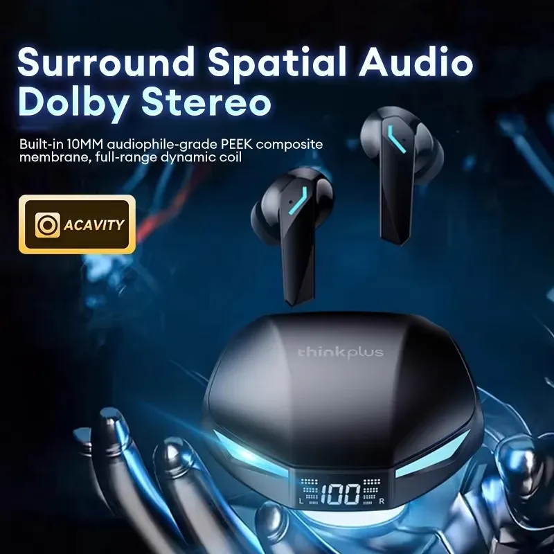 Lenovo XT53 Wireless Bluetooth 5.4 Earphones with LED Display, IPX4 Waterproof, Low Latency Gaming Mode, 26H Battery Life, Immersive 3D Stereo Sound for Mobile Gamers & Music Lovers thumbnail 3