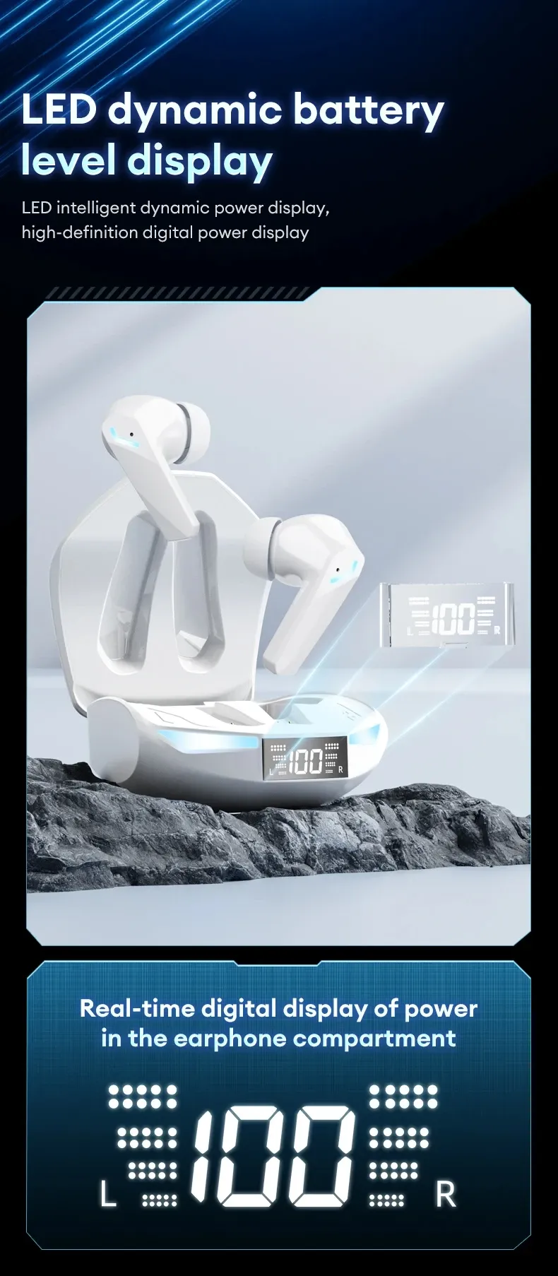 Lenovo XT53 Wireless Bluetooth 5.4 Earphones with LED Display, IPX4 Waterproof, Low Latency Gaming Mode, 26H Battery Life, Immersive 3D Stereo Sound for Mobile Gamers & Music Lovers showcase 11