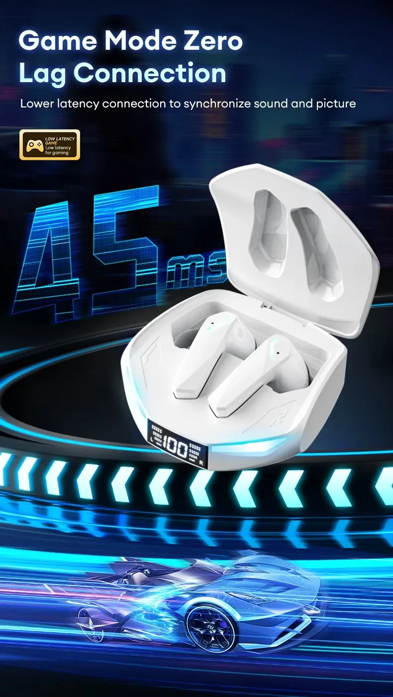 Lenovo XT53 Wireless Bluetooth 5.4 Earphones with LED Display, IPX4 Waterproof, Low Latency Gaming Mode, 26H Battery Life, Immersive 3D Stereo Sound for Mobile Gamers & Music Lovers showcase 6