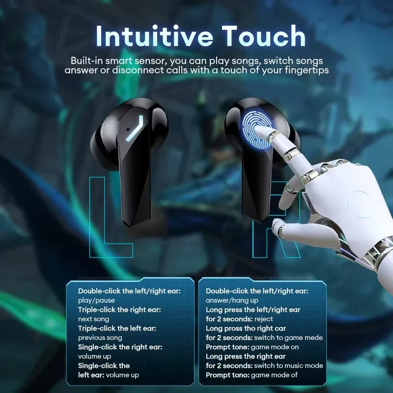 Lenovo XT53 Wireless Bluetooth 5.4 Earphones with LED Display, IPX4 Waterproof, Low Latency Gaming Mode, 26H Battery Life, Immersive 3D Stereo Sound for Mobile Gamers & Music Lovers thumbnail 2