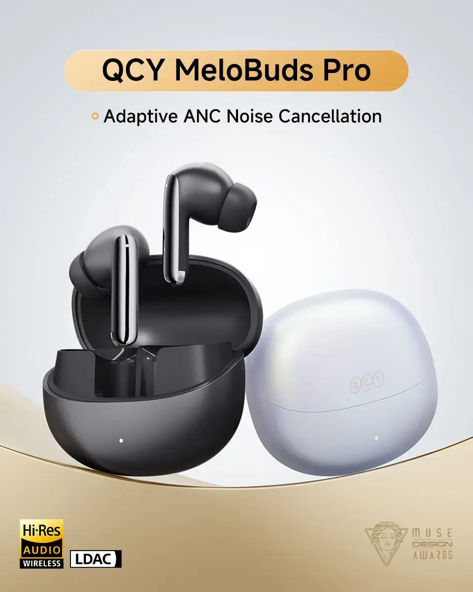 QCY MeloBuds Pro Wireless Earbuds with 46dB Hybrid ANC, Bluetooth 5.3, Hi-Res LDAC Audio, 6 Mics, 34H Battery Life, In-Ear Detection - Perfect for Calls & Music on the Go showcase 1
