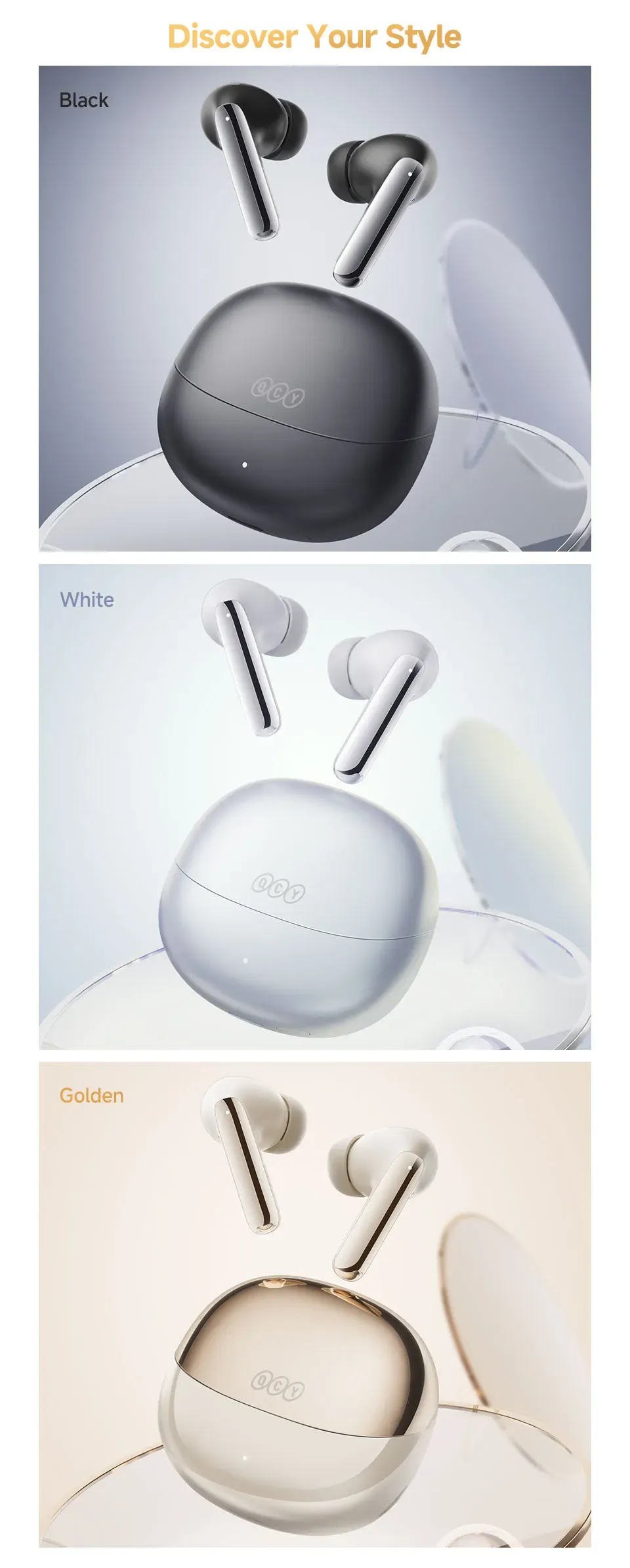 QCY MeloBuds Pro Wireless Earbuds with 46dB Hybrid ANC, Bluetooth 5.3, Hi-Res LDAC Audio, 6 Mics, 34H Battery Life, In-Ear Detection - Perfect for Calls & Music on the Go showcase 14