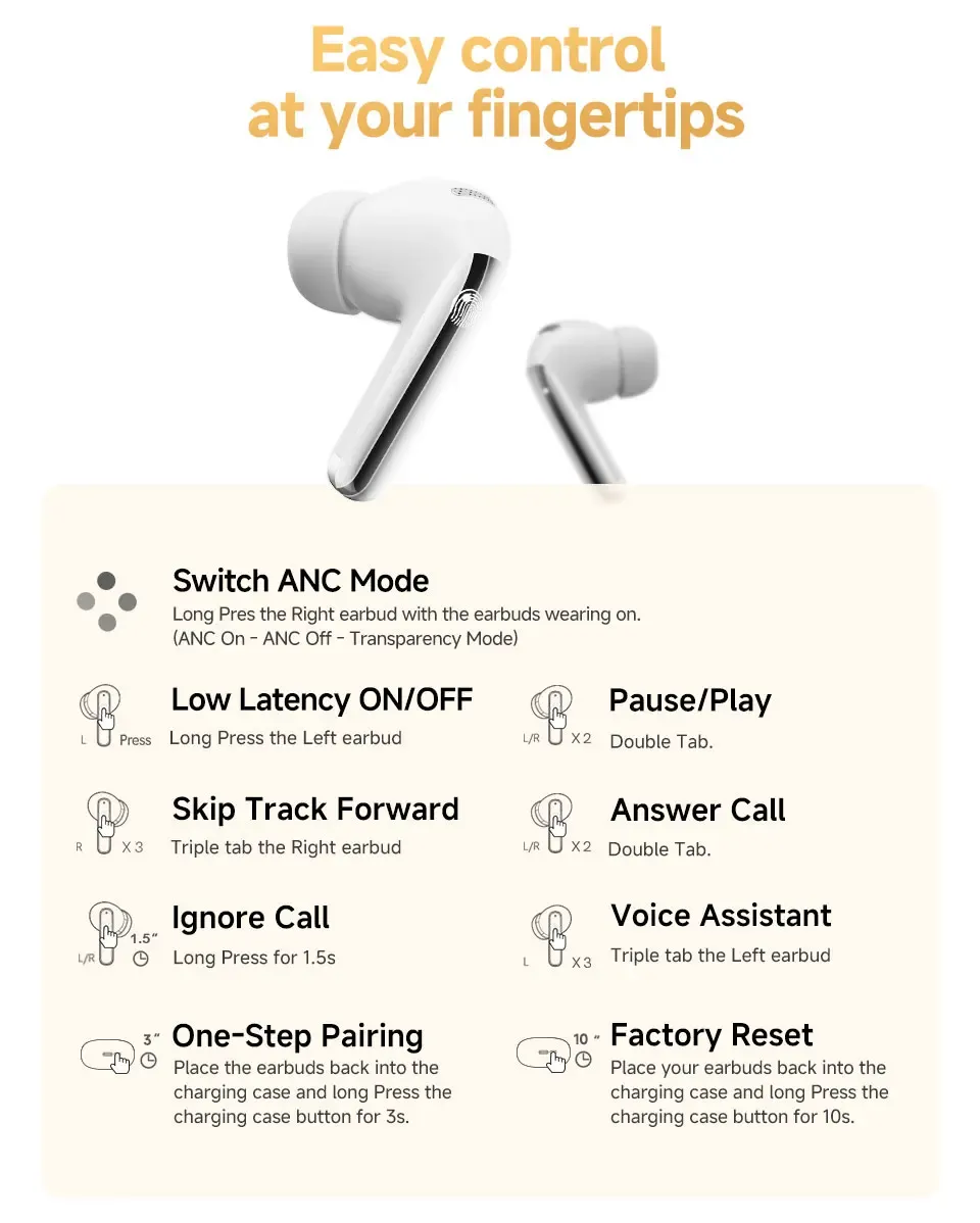 QCY MeloBuds Pro Wireless Earbuds with 46dB Hybrid ANC, Bluetooth 5.3, Hi-Res LDAC Audio, 6 Mics, 34H Battery Life, In-Ear Detection - Perfect for Calls & Music on the Go showcase 18