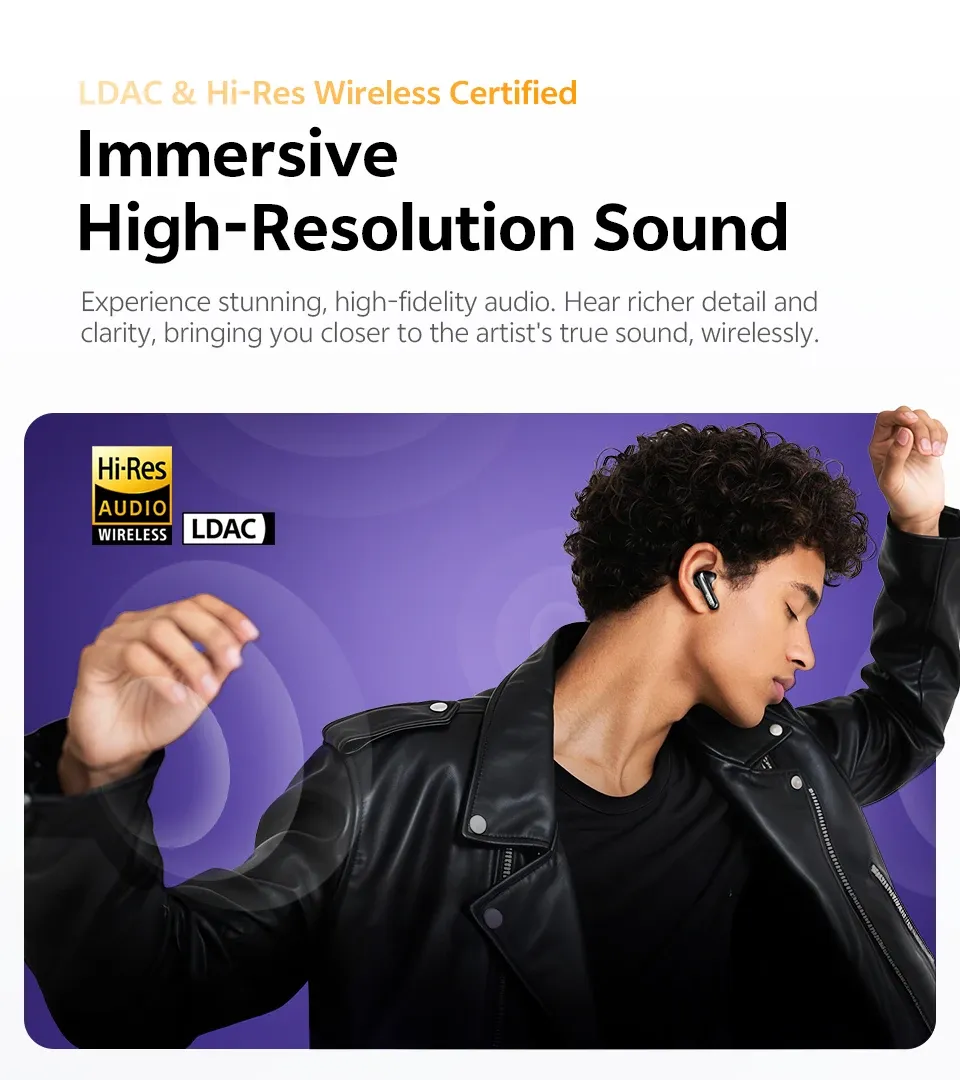 QCY MeloBuds N70 Adaptive ANC Wireless Earbuds, Bluetooth 6.0 LDAC Hi-Res Audio, 6 Mics ENC for Clear Calls, 50-Hour Playtime, Wireless Charging, IPX5 Waterproof, Smart In-Ear Detection showcase 4