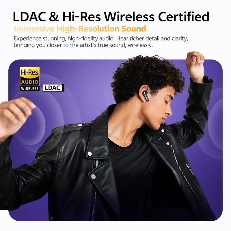 QCY MeloBuds N70 Adaptive ANC Wireless Earbuds, Bluetooth 6.0 LDAC Hi-Res Audio, 6 Mics ENC for Clear Calls, 50-Hour Playtime, Wireless Charging, IPX5 Waterproof, Smart In-Ear Detection thumbnail 3