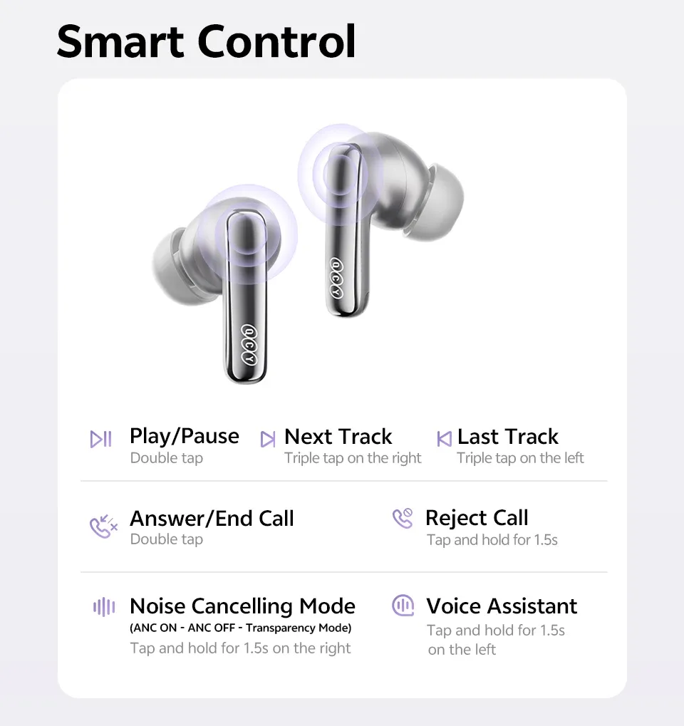 QCY MeloBuds N70 Adaptive ANC Wireless Earbuds, Bluetooth 6.0 LDAC Hi-Res Audio, 6 Mics ENC for Clear Calls, 50-Hour Playtime, Wireless Charging, IPX5 Waterproof, Smart In-Ear Detection showcase 15