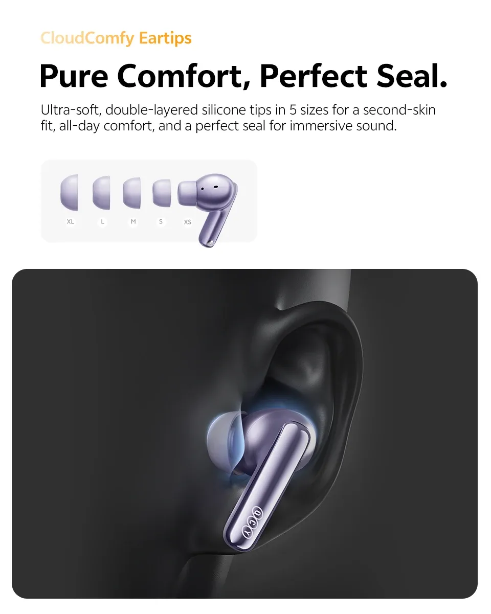 QCY MeloBuds N70 Adaptive ANC Wireless Earbuds, Bluetooth 6.0 LDAC Hi-Res Audio, 6 Mics ENC for Clear Calls, 50-Hour Playtime, Wireless Charging, IPX5 Waterproof, Smart In-Ear Detection showcase 8