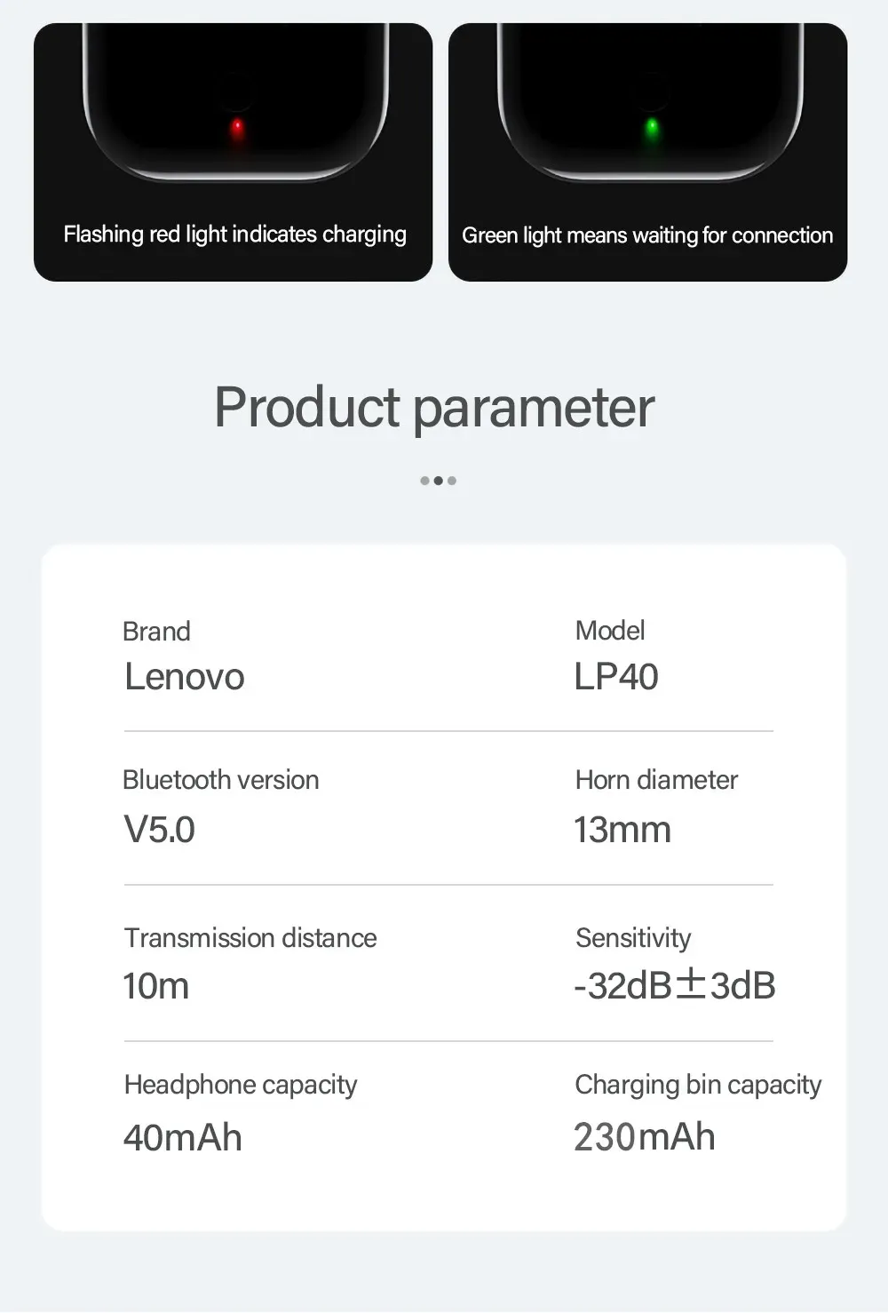 Lenovo LP40 TWS Wireless Bluetooth 5.3 Earbuds with Noise Reduction, Touch Control, Long Standby, and Siri Support - Ideal for Music & Calls showcase 18