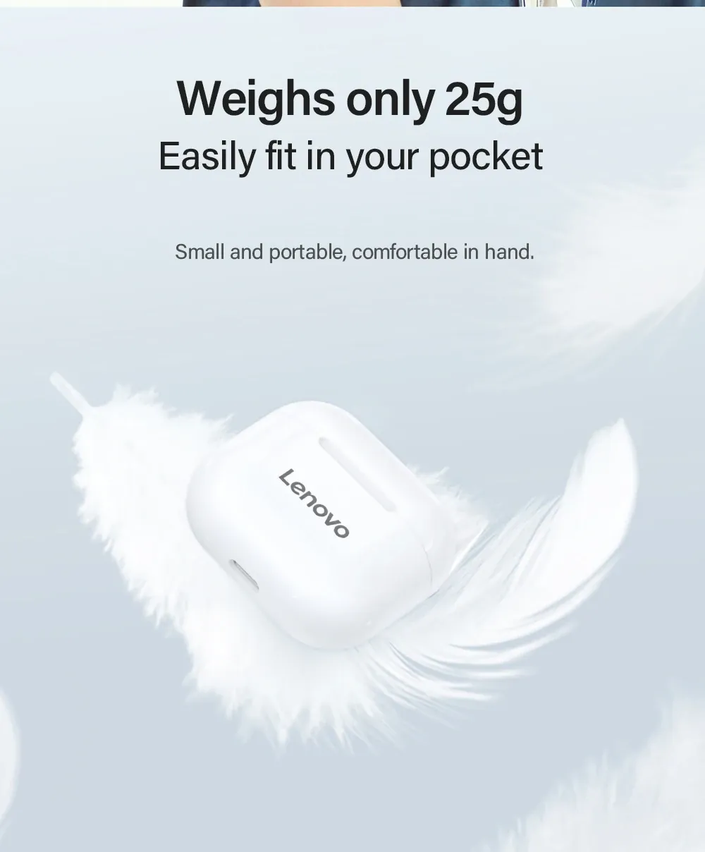 Lenovo LP40 TWS Wireless Bluetooth 5.3 Earbuds with Noise Reduction, Touch Control, Long Standby, and Siri Support - Ideal for Music & Calls showcase 8