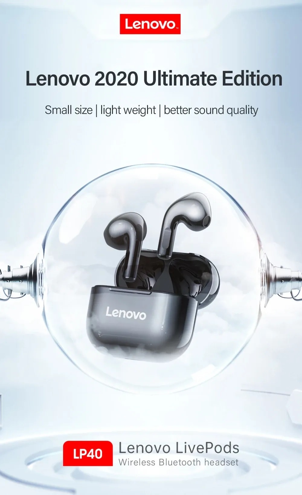 Lenovo LP40 TWS Wireless Bluetooth 5.3 Earbuds with Noise Reduction, Touch Control, Long Standby, and Siri Support - Ideal for Music & Calls showcase 3