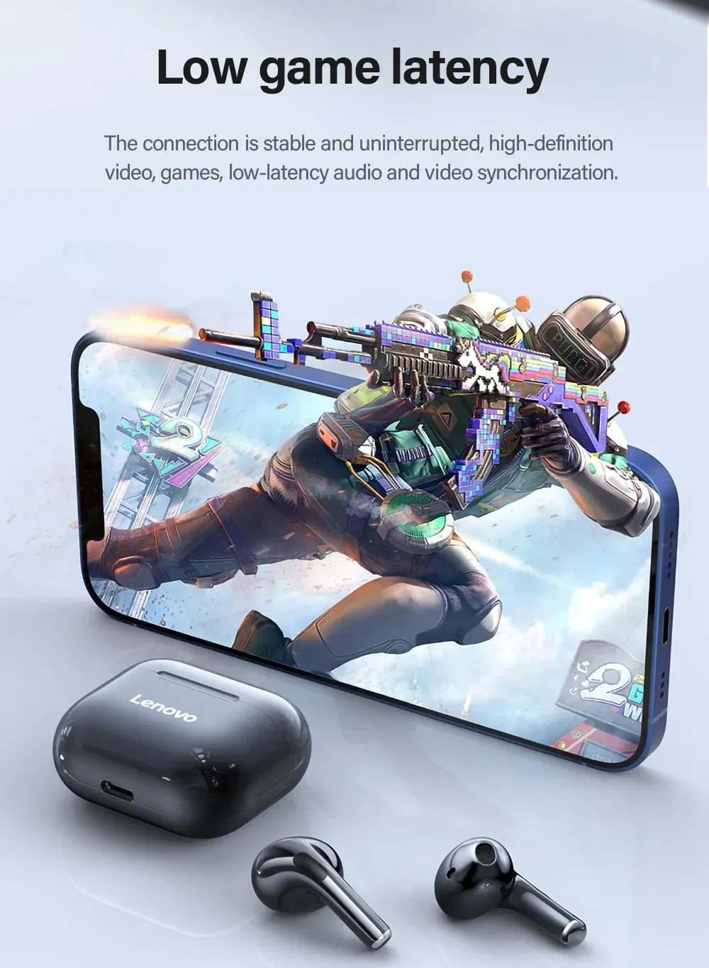 Lenovo LP40 TWS Wireless Bluetooth 5.3 Earbuds with Noise Reduction, Touch Control, Long Standby, and Siri Support - Ideal for Music & Calls showcase 11