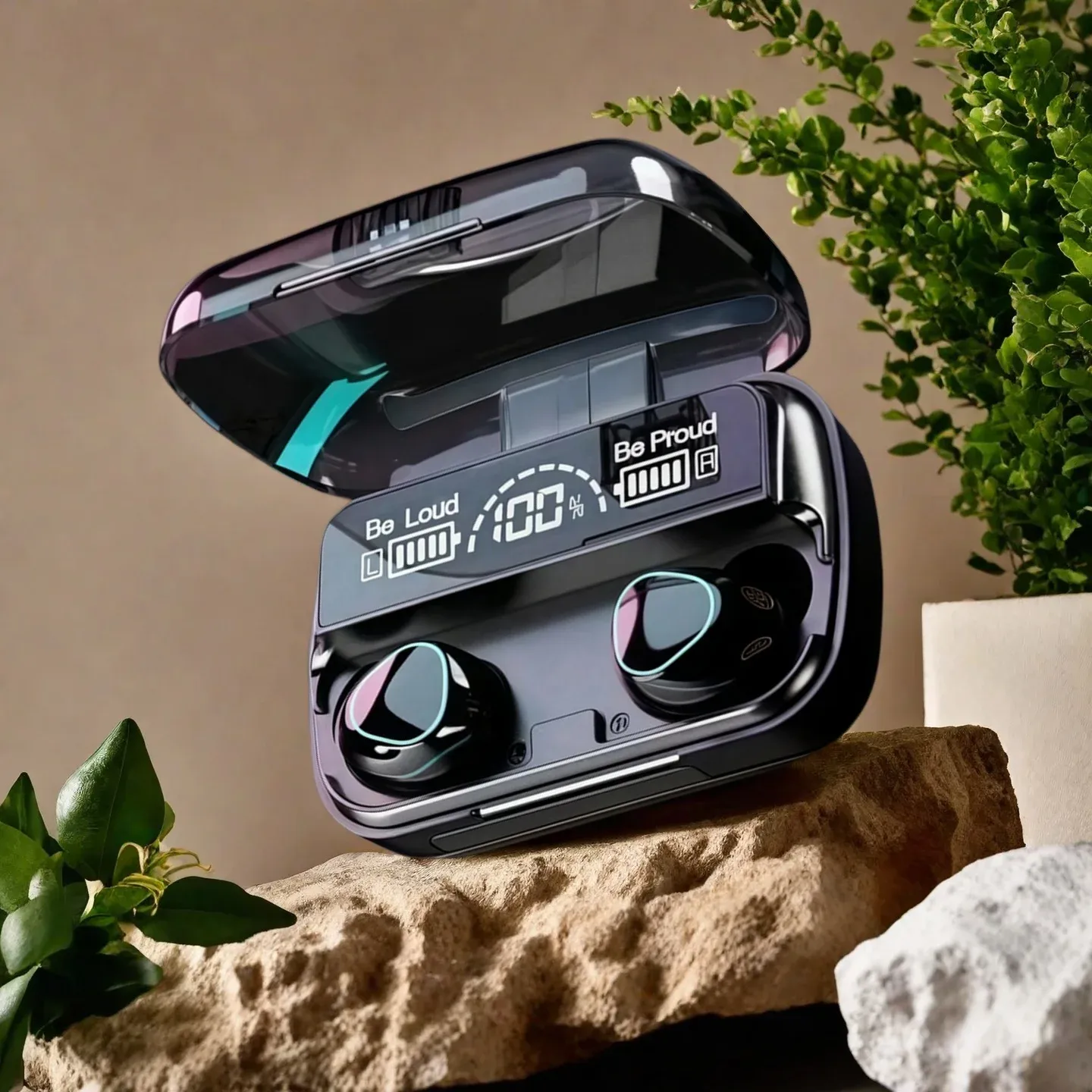 New Bluetooth Earphones with LED Display, Wireless Music Headphones, Waterproof Headset for Smartphones thumbnail 1