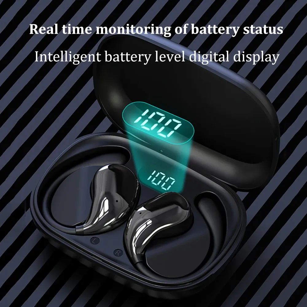 Bluetooth 5.4 Wireless Earbuds with LED Display, HiFi Stereo Sound, Noise Reduction, Waterproof Ear Hook Headphones for Sports & Calls thumbnail 2