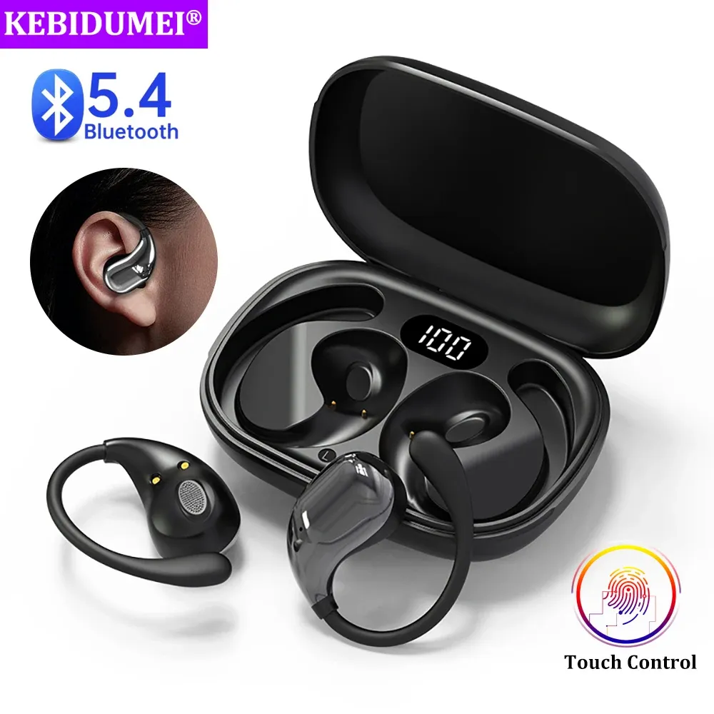 Bluetooth 5.4 Wireless Earbuds with LED Display, HiFi Stereo Sound, Noise Reduction, Waterproof Ear Hook Headphones for Sports & Calls thumbnail 1