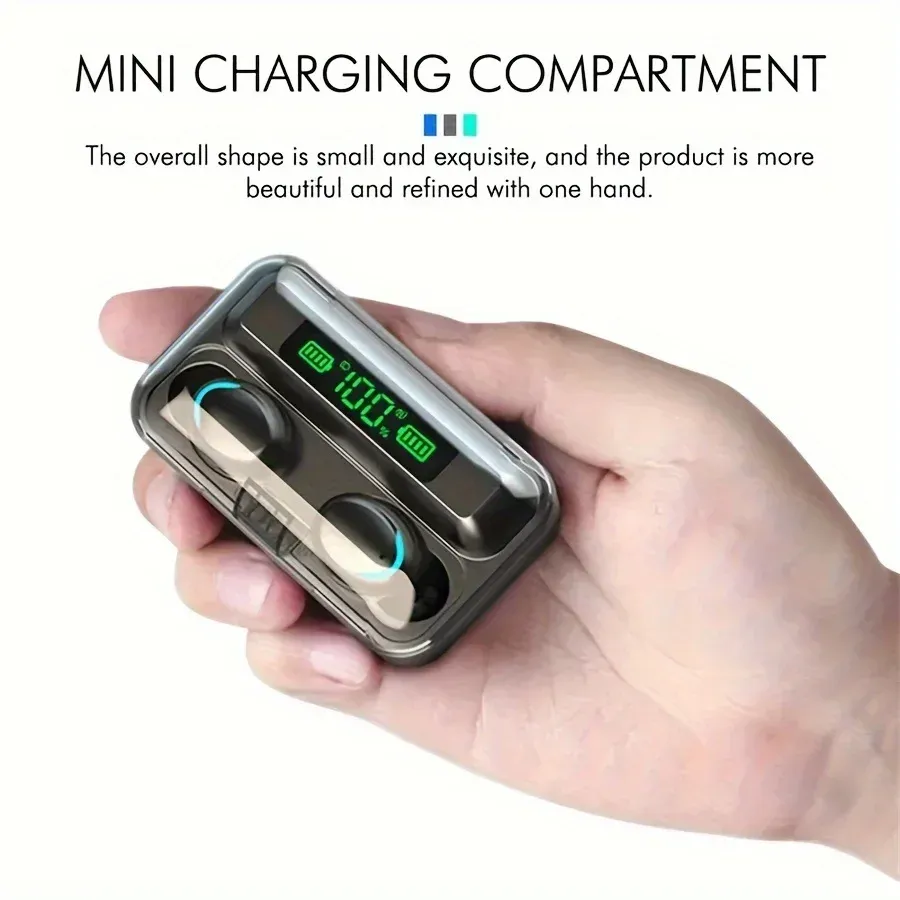 F9 Wireless Bluetooth 5.0 Headphones TWS Earbuds with Digital Display, Large Capacity Charging Case for Gaming & Music showcase 7