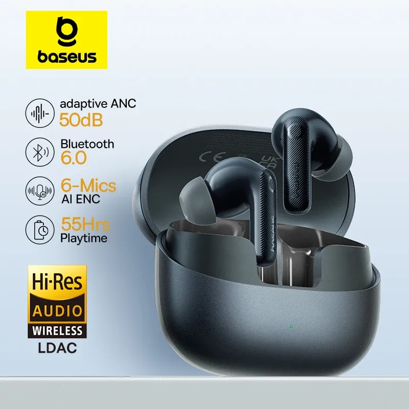 Baseus EP10 Pro ANC Wireless Earbuds: Bluetooth 6.0, 50dB Adaptive Noise Cancelling, 6 Mics for Clear Calls, Hi-Res LDAC Audio, 12H Battery, IP55 Waterproof, App Customization thumbnail 1