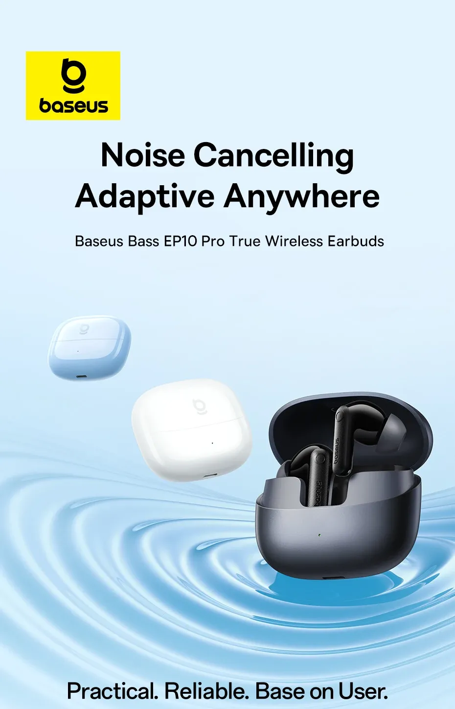 Baseus EP10 Pro ANC Wireless Earbuds: Bluetooth 6.0, 50dB Adaptive Noise Cancelling, 6 Mics for Clear Calls, Hi-Res LDAC Audio, 12H Battery, IP55 Waterproof, App Customization showcase 2