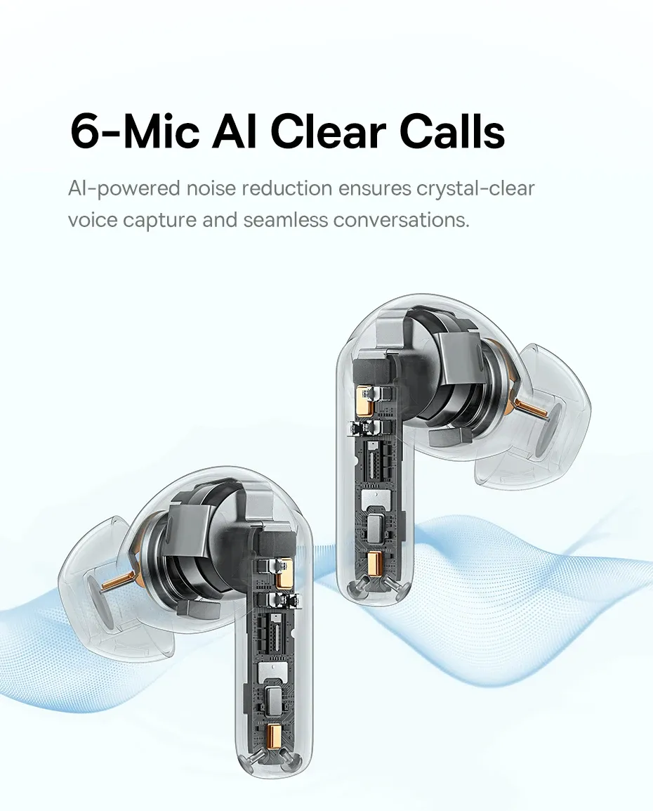 Baseus EP10 Pro ANC Wireless Earbuds: Bluetooth 6.0, 50dB Adaptive Noise Cancelling, 6 Mics for Clear Calls, Hi-Res LDAC Audio, 12H Battery, IP55 Waterproof, App Customization showcase 8