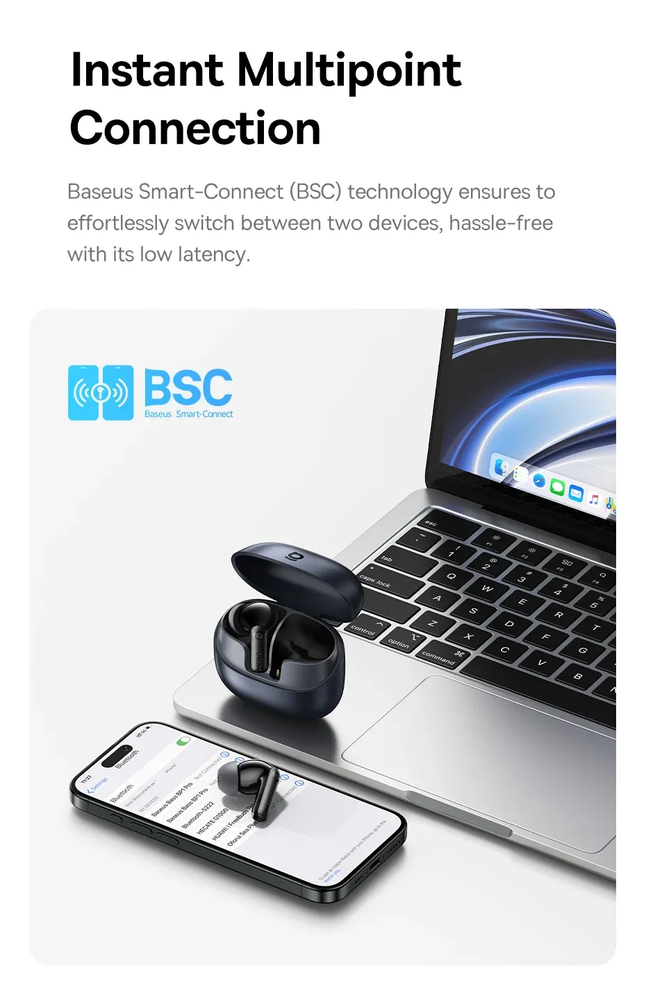 Baseus EP10 Pro ANC Wireless Earbuds: Bluetooth 6.0, 50dB Adaptive Noise Cancelling, 6 Mics for Clear Calls, Hi-Res LDAC Audio, 12H Battery, IP55 Waterproof, App Customization showcase 18