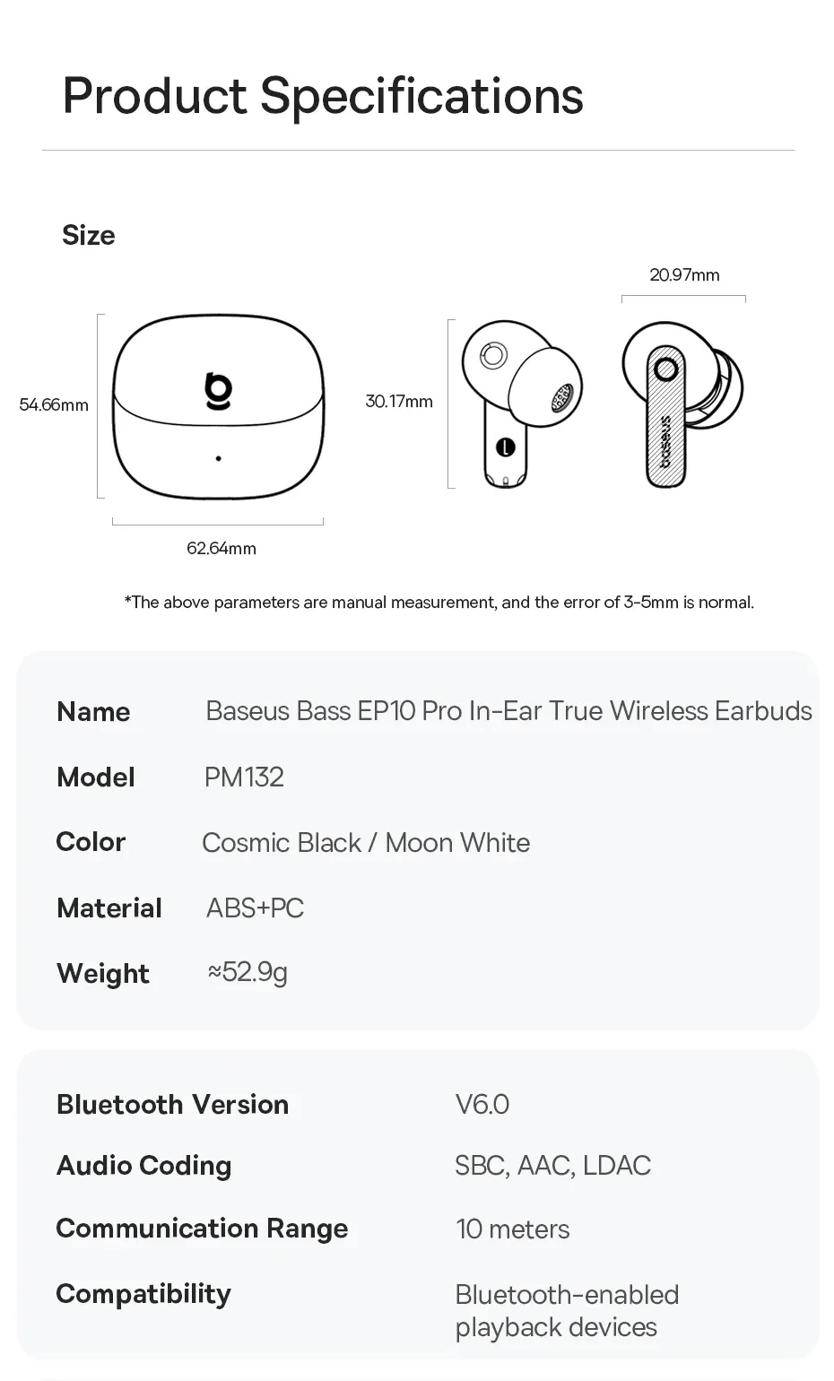Baseus EP10 Pro ANC Wireless Earbuds: Bluetooth 6.0, 50dB Adaptive Noise Cancelling, 6 Mics for Clear Calls, Hi-Res LDAC Audio, 12H Battery, IP55 Waterproof, App Customization showcase 20