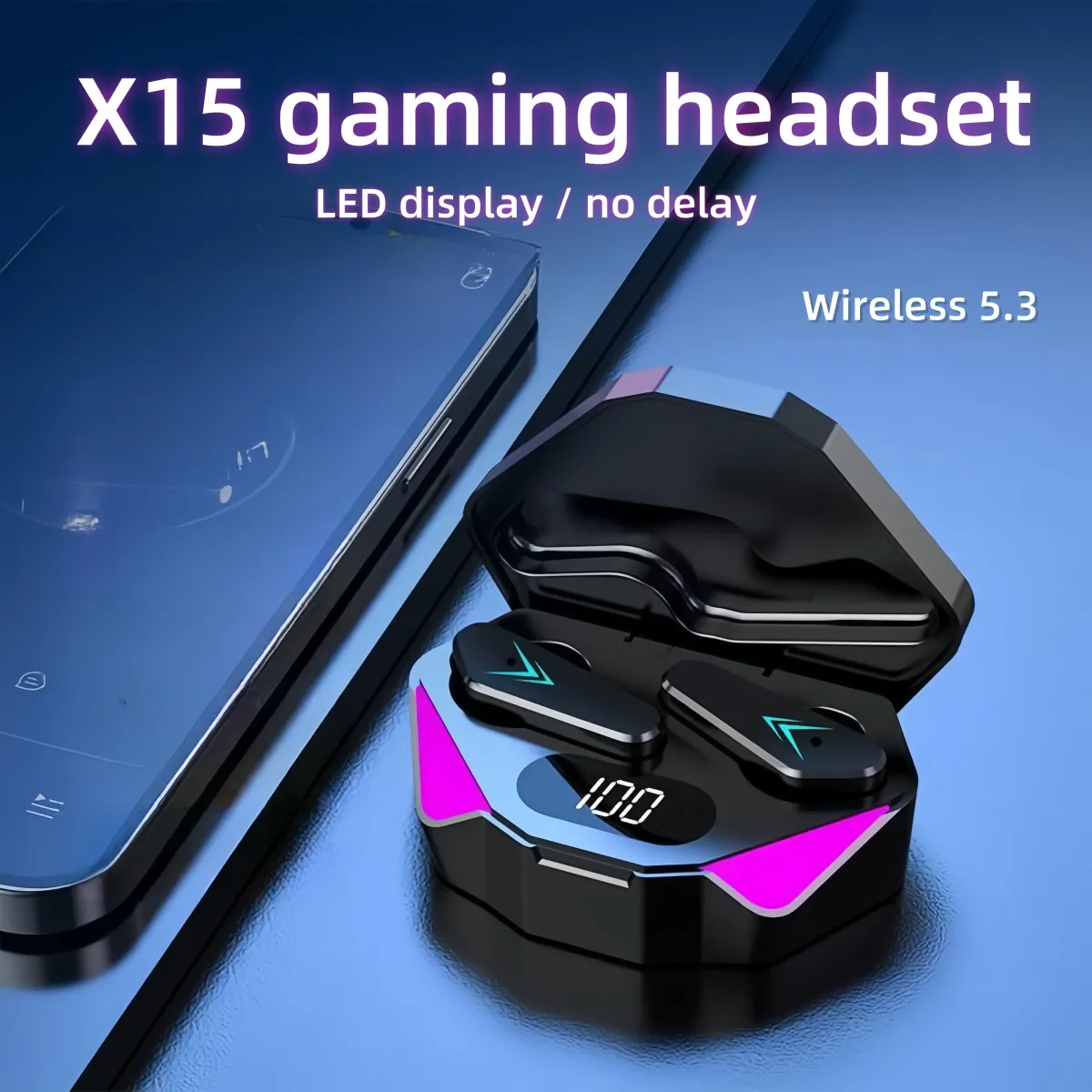 X15 TWS Wireless Bluetooth 5.3 Earbuds with LED Display, Noise Cancelling Mic, In-Ear Gaming Headphones for Sports & Mobile Phones showcase 4