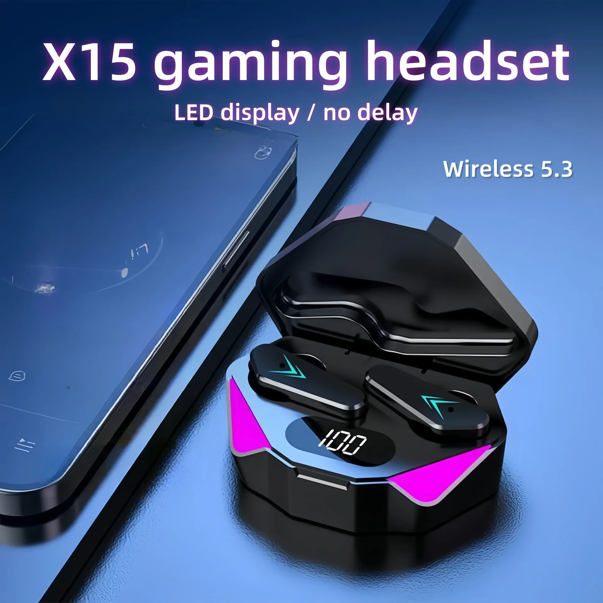 X15 TWS Wireless Bluetooth 5.3 Earbuds with LED Display, Noise Cancelling Mic, In-Ear Gaming Headphones for Sports & Mobile Phones thumbnail 4