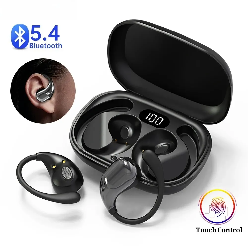 Bluetooth 5.4 Ear Hook Headphones, TWS Wireless Earbuds with LED Display, HiFi Stereo Sound, Noise Reduction, Waterproof, Long Standby for Sports & Calls thumbnail 1