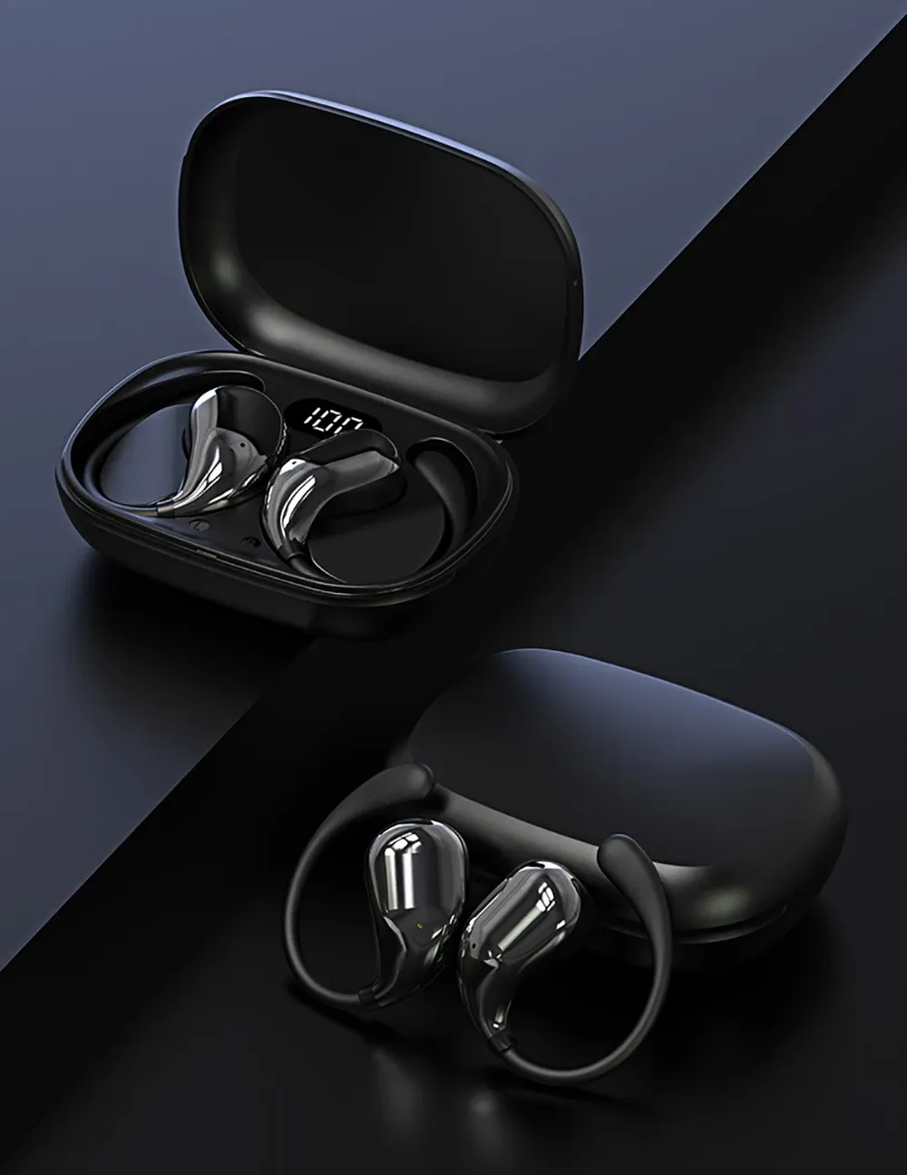 Bluetooth 5.4 Ear Hook Headphones, TWS Wireless Earbuds with LED Display, HiFi Stereo Sound, Noise Reduction, Waterproof, Long Standby for Sports & Calls showcase 3