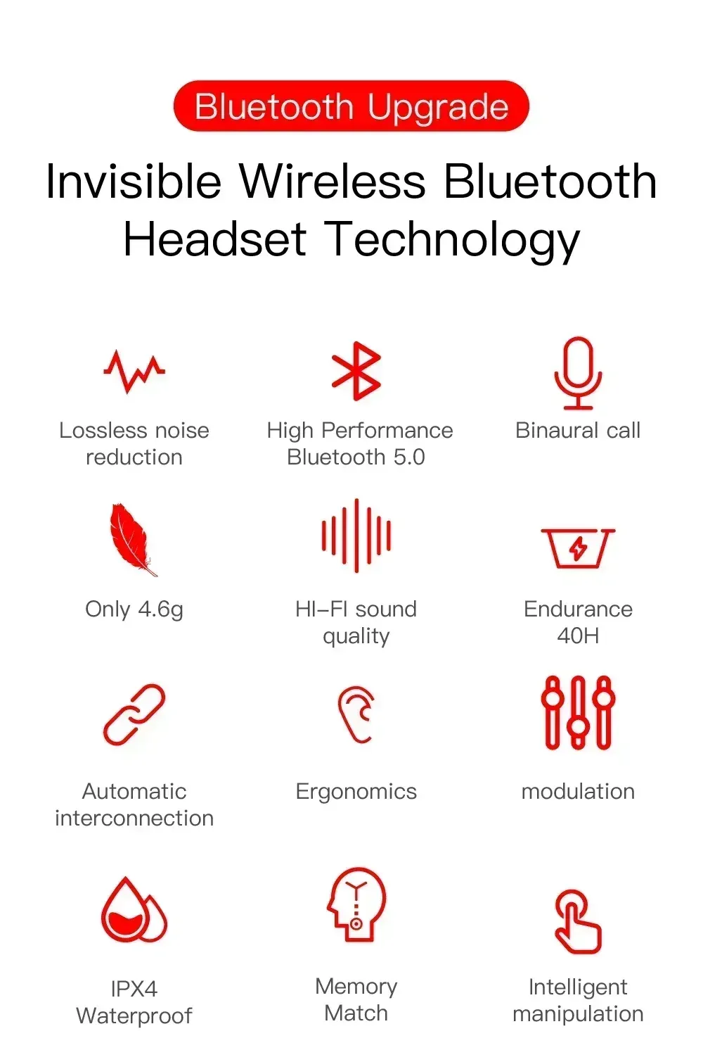 E6S TWS Wireless Bluetooth Earphones, Noise Cancelling In-Ear Earbuds with Microphone, Deep Bass Stereo Sound Headphones for Sports & Daily Use showcase 2