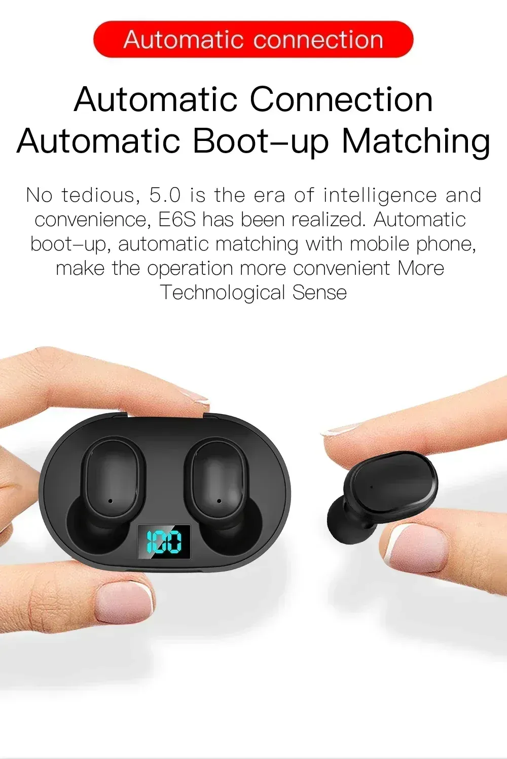 E6S TWS Wireless Bluetooth Earphones, Noise Cancelling In-Ear Earbuds with Microphone, Deep Bass Stereo Sound Headphones for Sports & Daily Use showcase 5