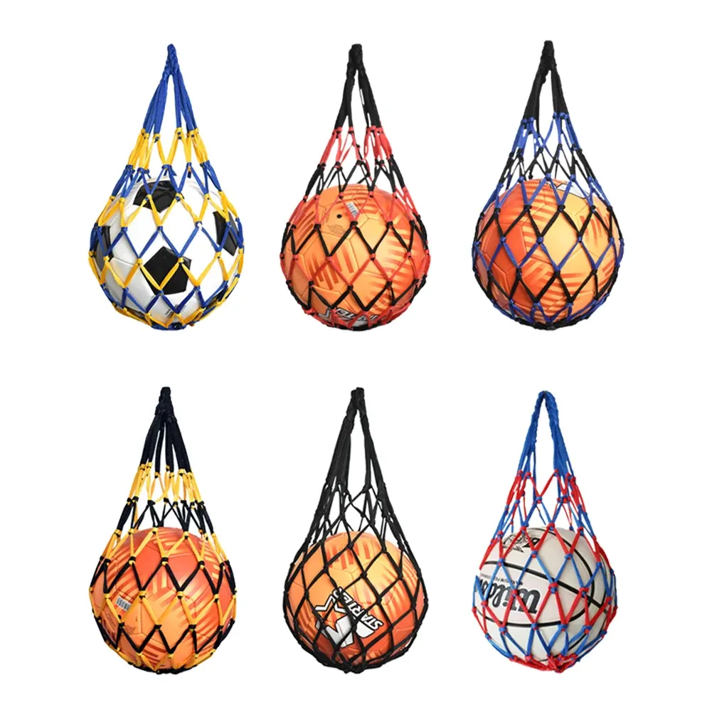 Durable Nylon Sports Ball Holder Bag - Mesh Drawstring Carrier for Basketball, Football, Volleyball - Lightweight & Versatile for Athletes thumbnail 1