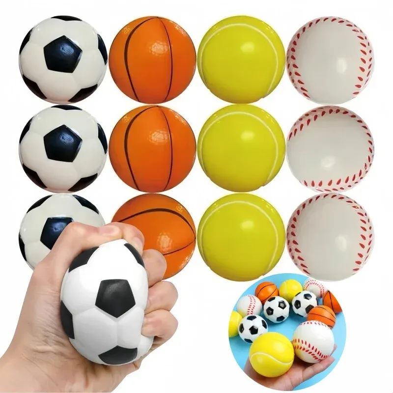 12Pcs Soft Foam Sponge Stress Balls Set - Mini Football, Basketball, Baseball, Tennis Toys for Kids & Adults - Decompression, Hand Grip & Rehabilitation Exercise thumbnail 1