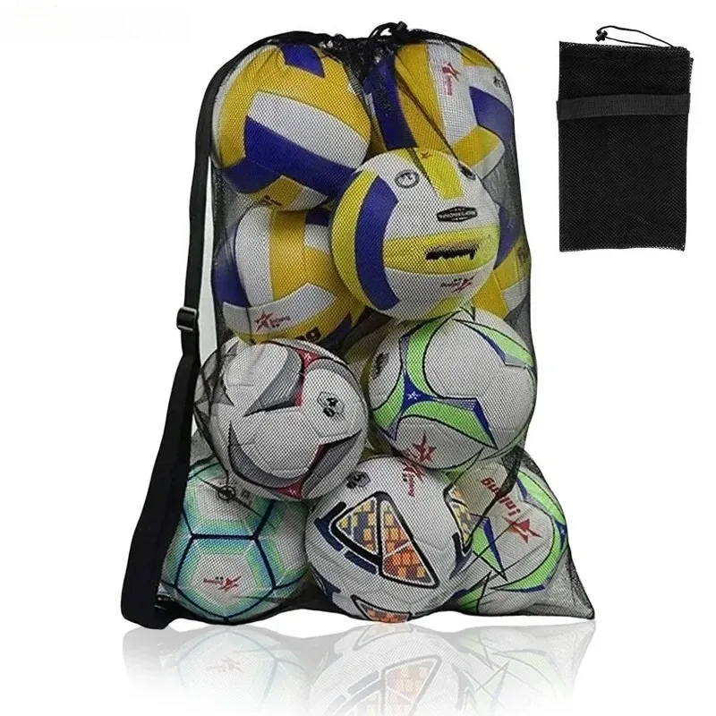 Extra Large Mesh Soccer Ball Bag with Zipper Pocket - Durable Drawstring Basketball, Volleyball, Football Net Pack for Gym & Sports Gear - Image 1