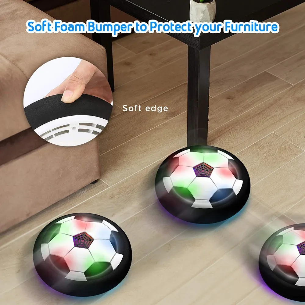 LED Hover Soccer Ball for Kids - Indoor Outdoor Air Power Training Football Toy with Foam Bumper, Flashing Lights, Smooth Gliding - Fun Sport Game Gift showcase 2