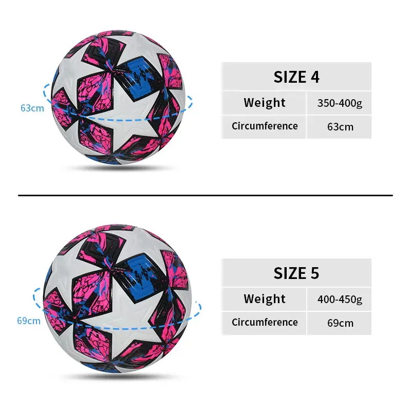 Professional PU Leather Soccer Ball Size 5 & 4 - Seamless Outdoor Sports Match & Training Football for All Ages thumbnail 2