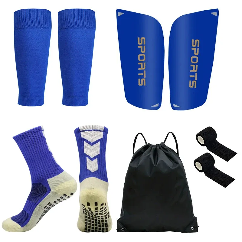 5-Piece Sports Training Set: Men & Women Football Shin Guards, Leg Covers, Socks, Bandages, and Drawstring Bag - One Size Fits 38-46 EU showcase 6