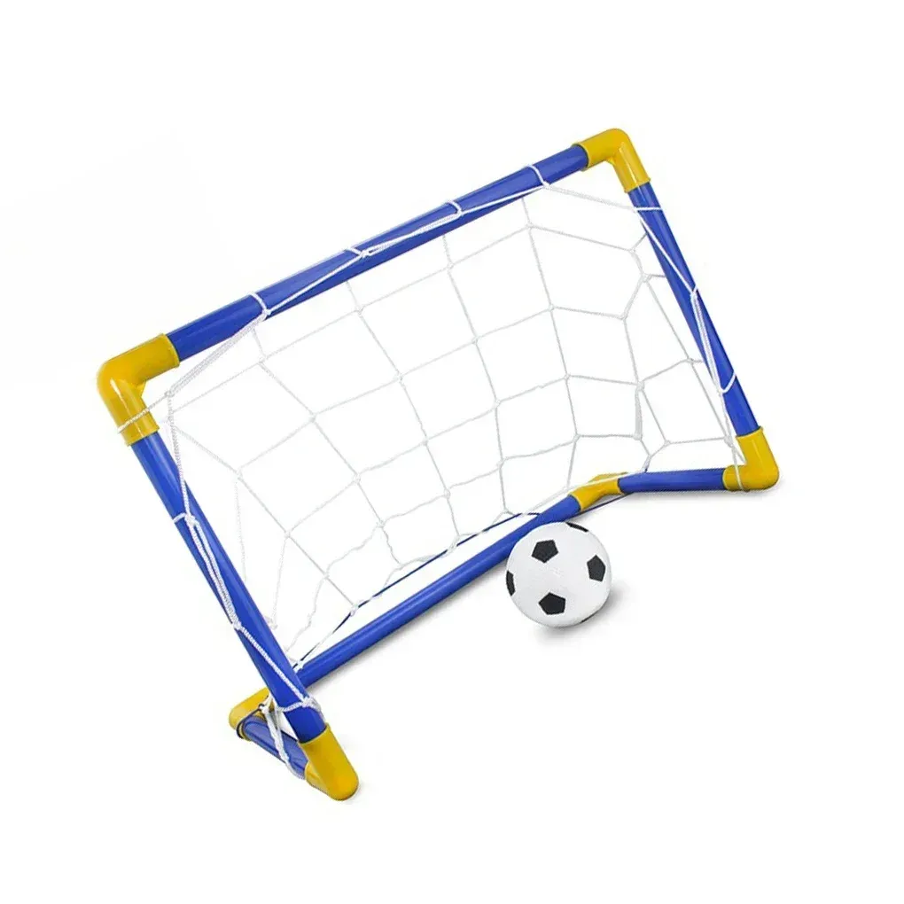 HOMEFISH Mini Folding Football Soccer Goal Net Set with Pump for Kids Indoor Outdoor Sports Game Toy, Durable PVC Pipe, Easy Assembly, Ages 3+ showcase 3