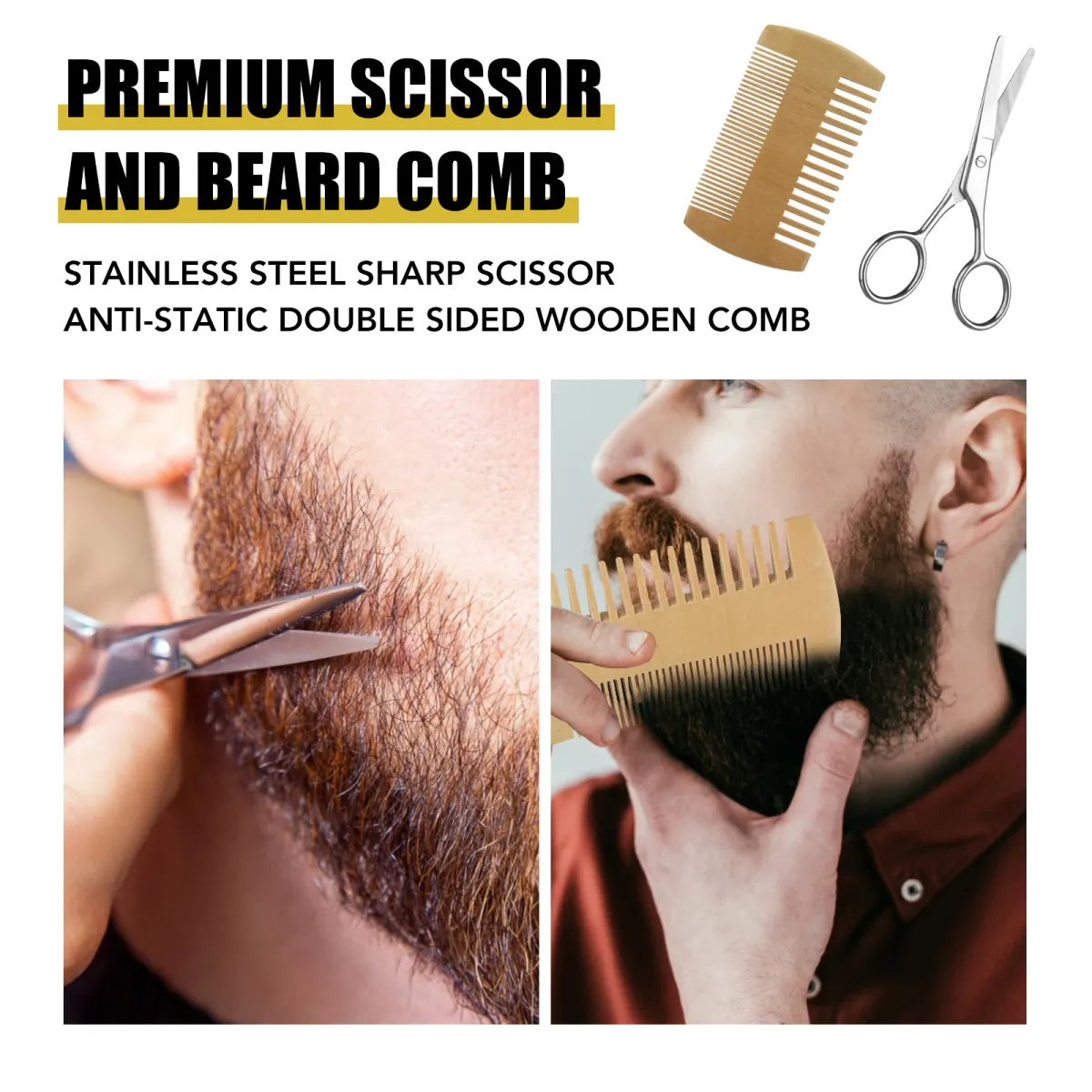 Complete Beard Growth Kit for Men: Natural Essential Oil, Moisturizing Balm, Growth Roller Comb, Styling Scissors, and Boar Bristle Brush for Full Beard Styling and Care showcase 11