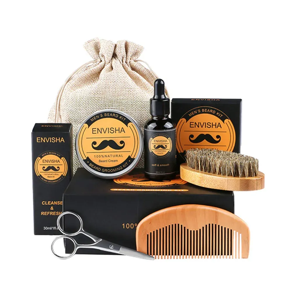 Complete Beard Growth Kit for Men: Natural Essential Oil, Moisturizing Balm, Growth Roller Comb, Styling Scissors, and Boar Bristle Brush for Full Beard Styling and Care showcase 16