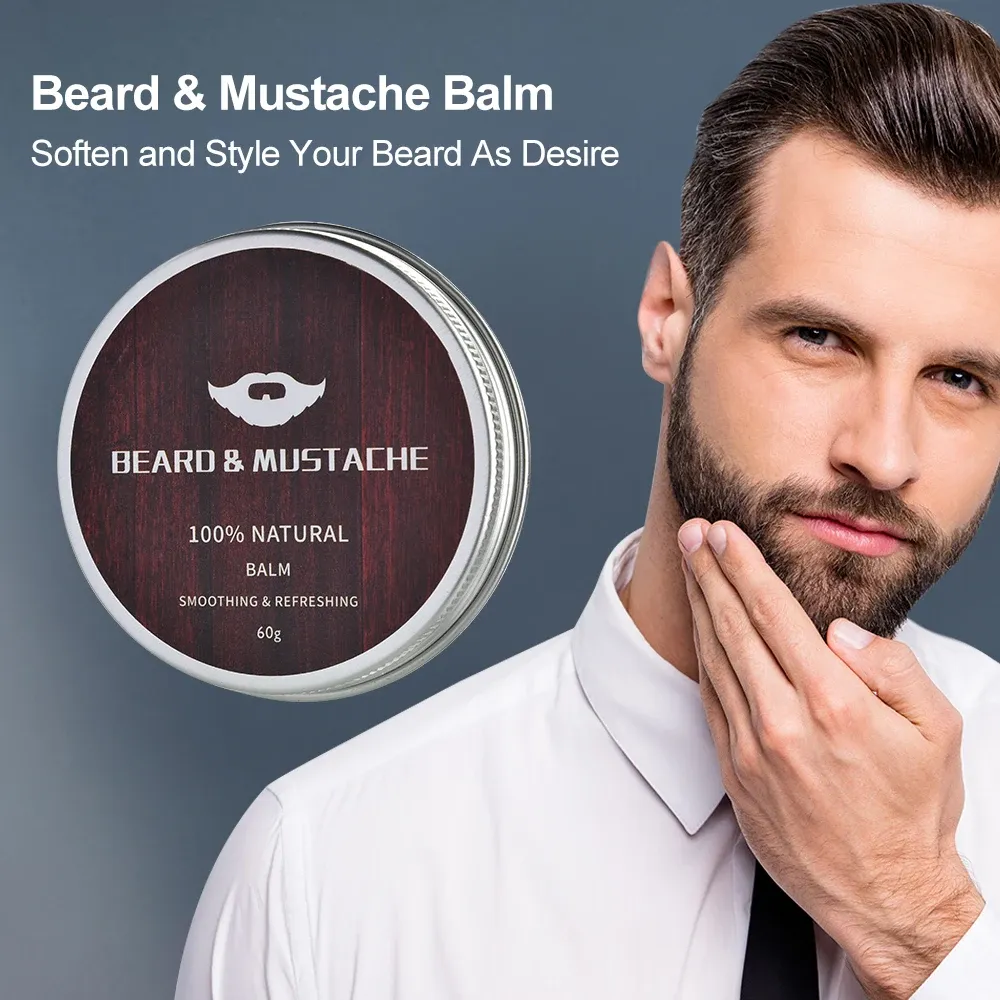 Complete Beard Growth Kit for Men: Natural Essential Oil, Moisturizing Balm, Growth Roller Comb, Styling Scissors, and Boar Bristle Brush for Full Beard Styling and Care showcase 2
