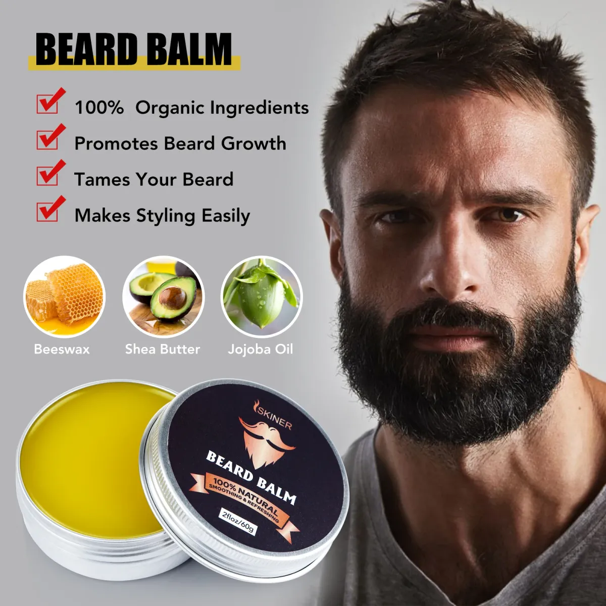Complete Beard Growth Kit for Men: Natural Essential Oil, Moisturizing Balm, Growth Roller Comb, Styling Scissors, and Boar Bristle Brush for Full Beard Styling and Care showcase 8