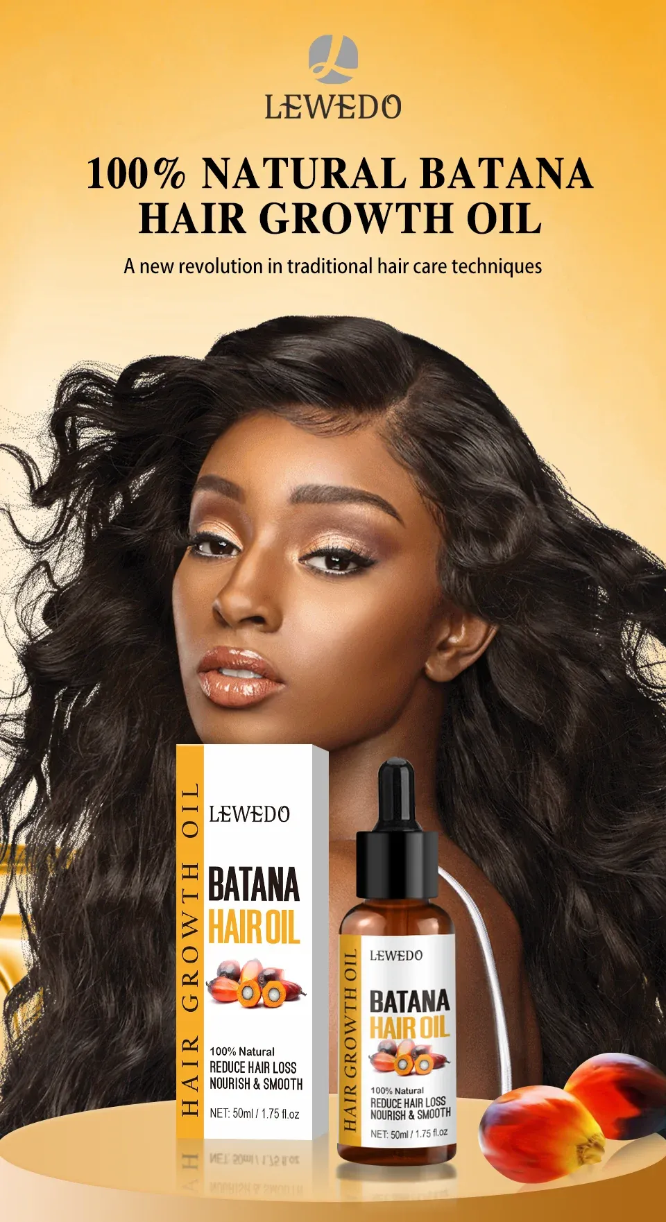 Lewedo Naturals Batana Oil for Fast Hair Growth - Pure Burahem Palm Oil for Men & Women, Nourishes Scalp, Reduces Split Ends, Promotes Healthy Shiny Hair, Anti Hair Loss Treatment showcase 2