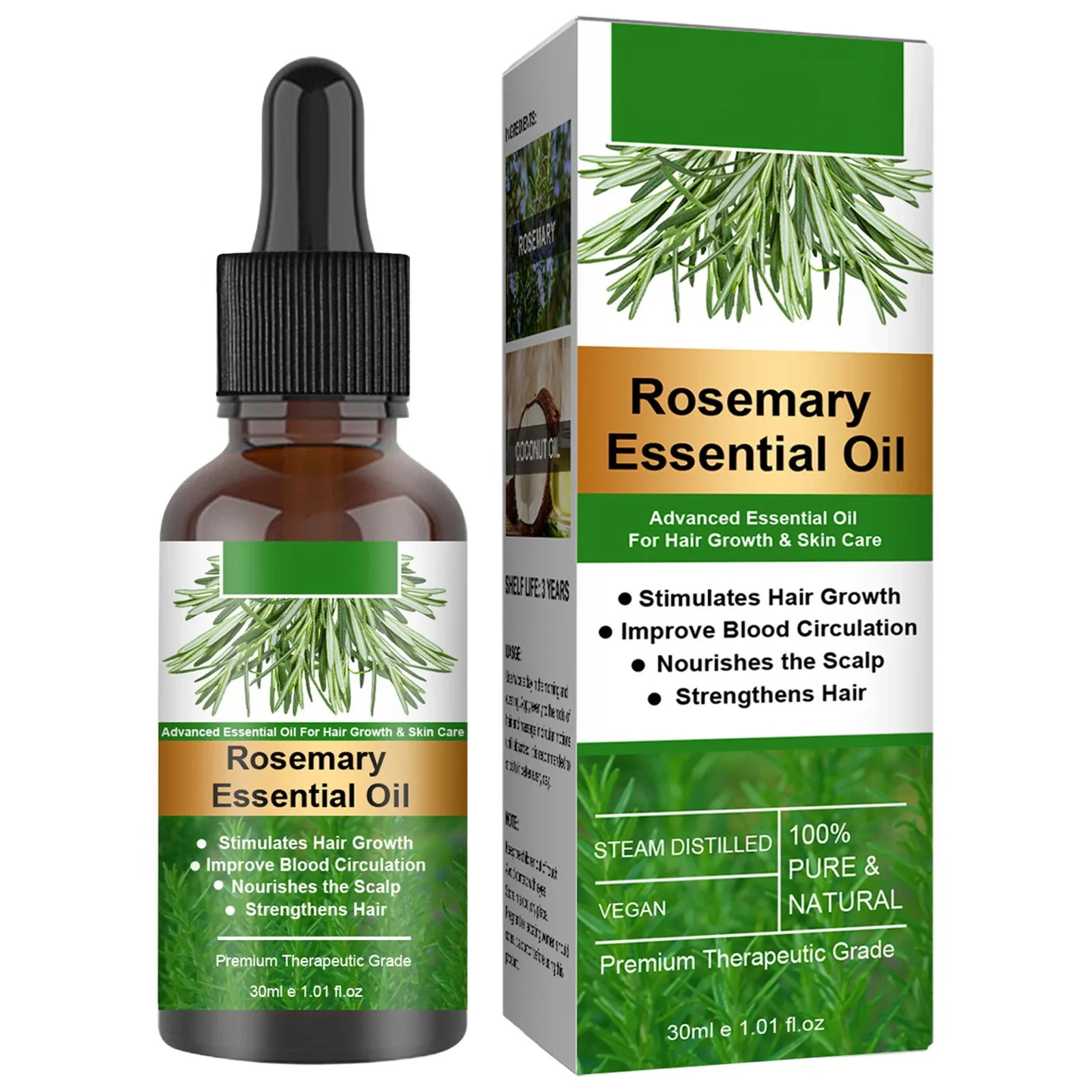 Rosemary Essential Oil for Hair Growth - Organic Scalp Treatment for Stronger, Shinier, Healthier Hair - Nourishing & Moisturizing Formula thumbnail 6