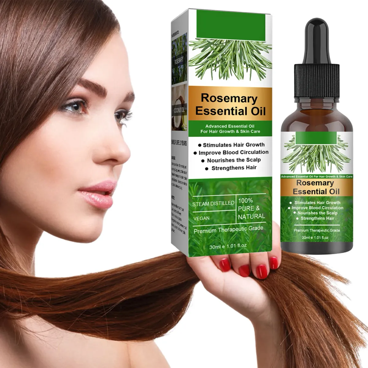Rosemary Essential Oil for Hair Growth - Organic Scalp Treatment for Stronger, Shinier, Healthier Hair - Nourishing & Moisturizing Formula showcase 4