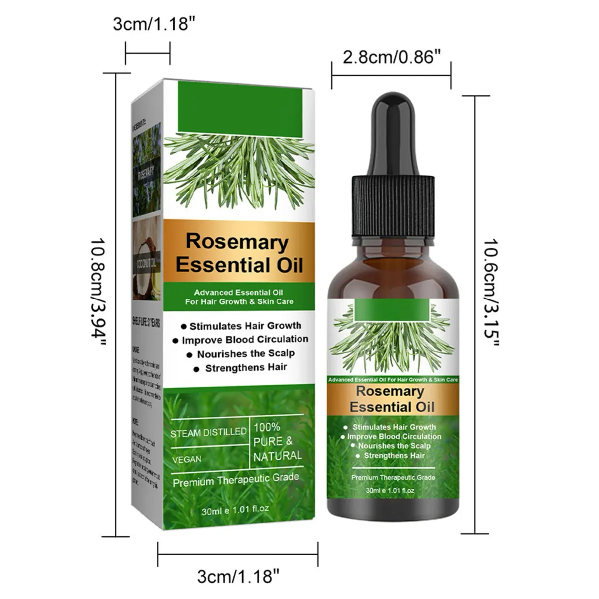 Rosemary Essential Oil for Hair Growth - Organic Scalp Treatment for Stronger, Shinier, Healthier Hair - Nourishing & Moisturizing Formula showcase 7