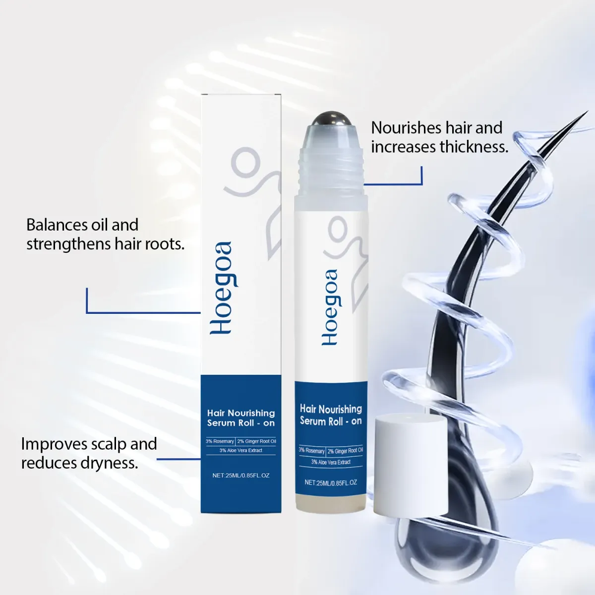 Ginger Hair Growth Oil Roller Serum for Stronger Roots & Scalp Treatment - Anti-Hair Loss Essence for Thicker, Shinier Hair - 25ml showcase 8