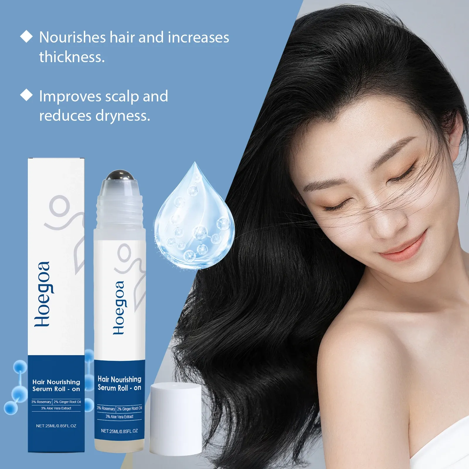 Ginger Hair Growth Oil Roller Serum for Stronger Roots & Scalp Treatment - Anti-Hair Loss Essence for Thicker, Shinier Hair - 25ml thumbnail 2