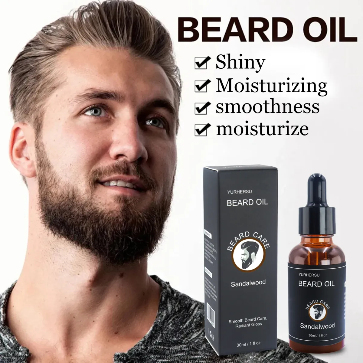YURHERSU 30ml Beard Growth Oil for Men - Natural Formula for Thicker, Softer, Smoother Facial Hair - Nourishing Beard Care Essential Oil showcase 5